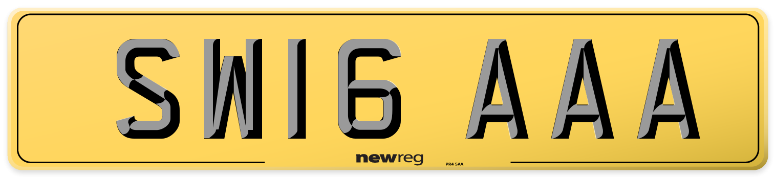 SW16 AAA Rear Number Plate