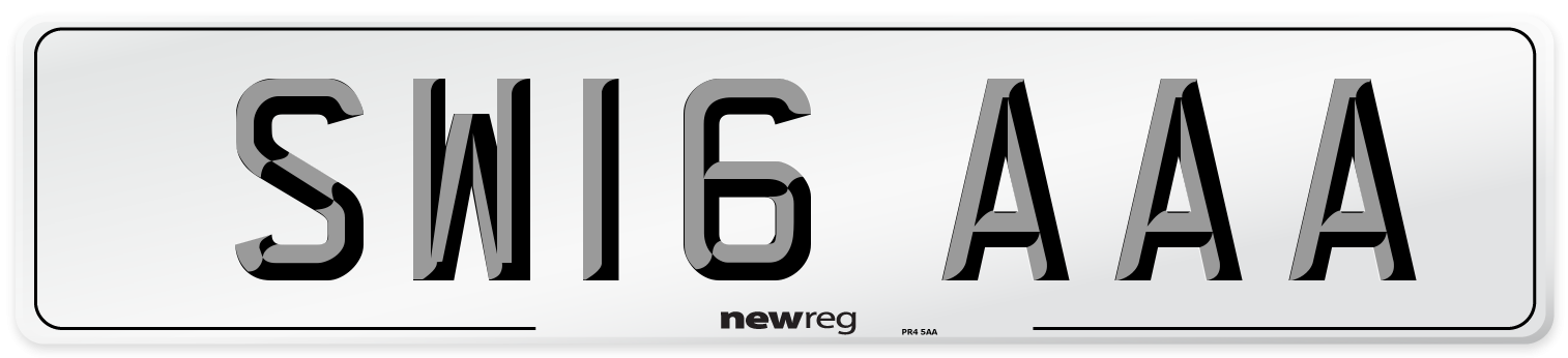 SW16 AAA Front Number Plate