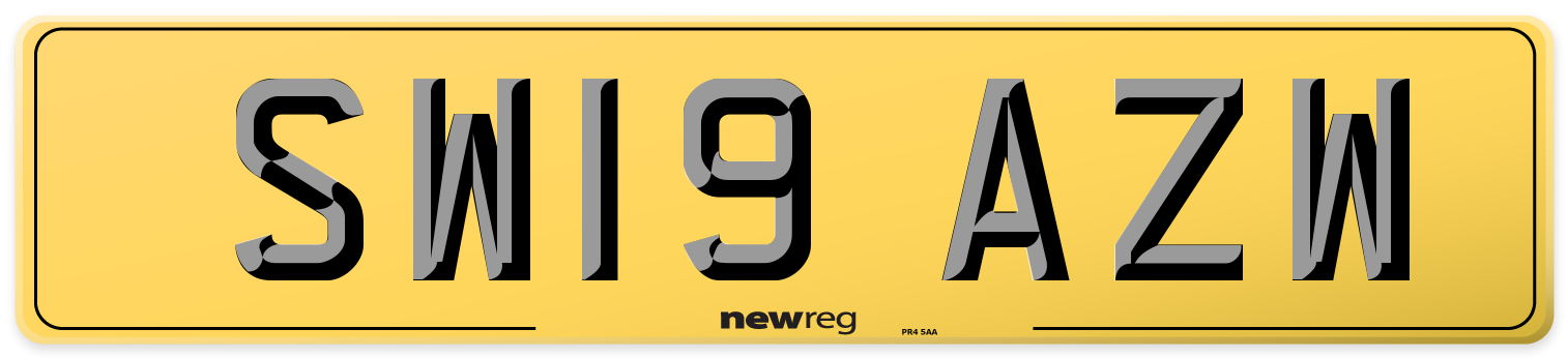 SW19 AZW Rear Number Plate
