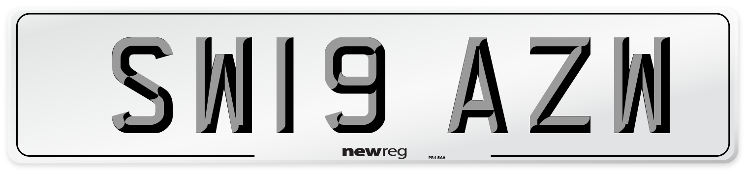 SW19 AZW Front Number Plate