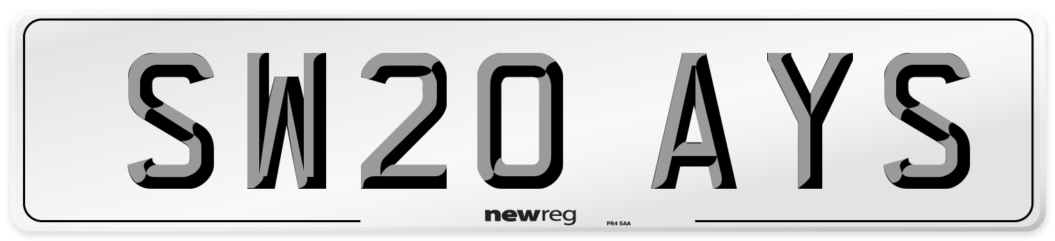 SW20 AYS Front Number Plate