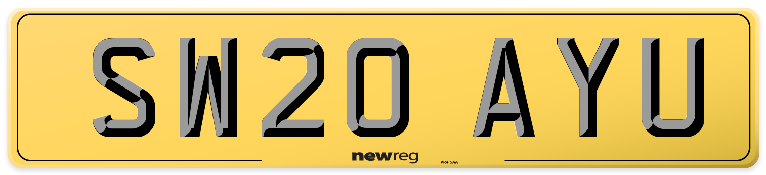 SW20 AYU Rear Number Plate