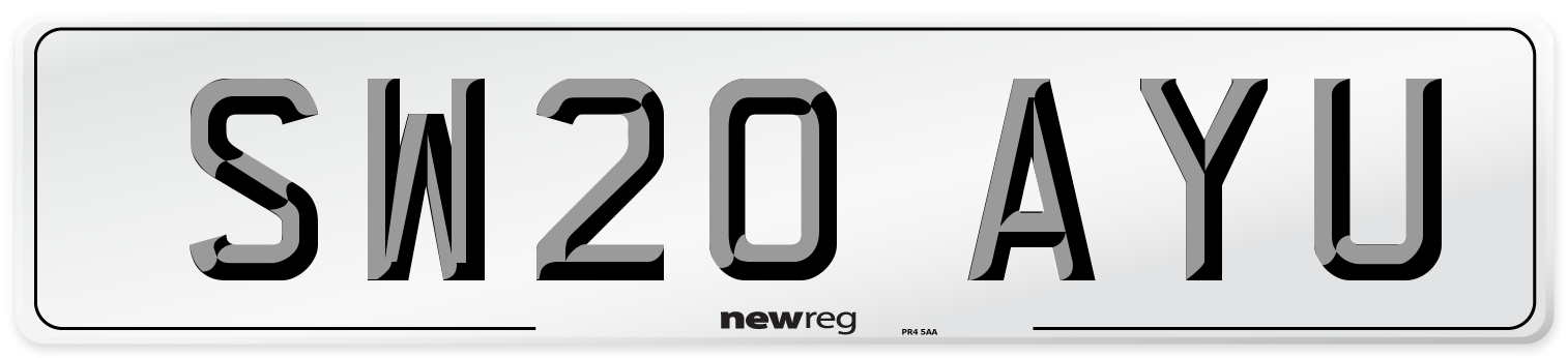 SW20 AYU Front Number Plate