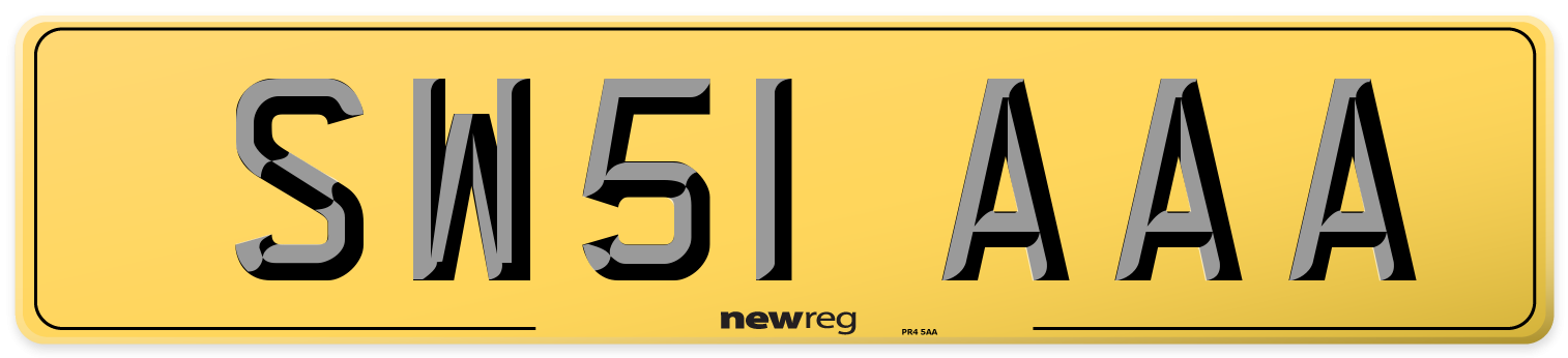 SW51 AAA Rear Number Plate