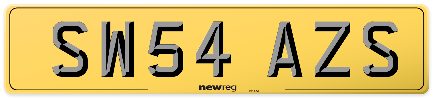 SW54 AZS Rear Number Plate