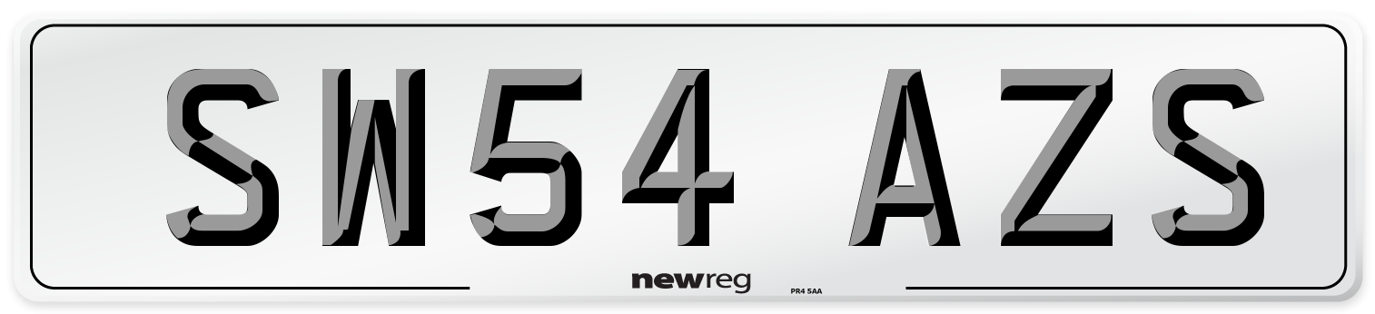 SW54 AZS Front Number Plate