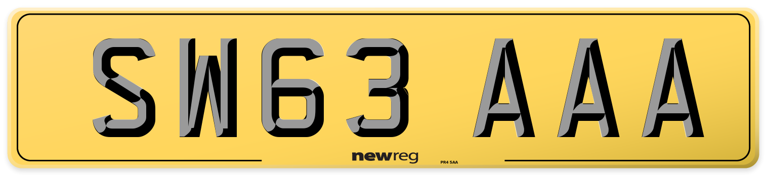 SW63 AAA Rear Number Plate
