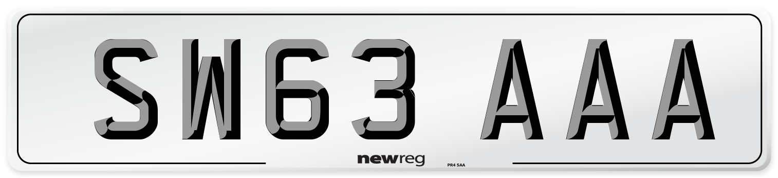 SW63 AAA Front Number Plate