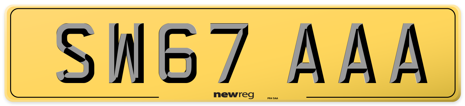 SW67 AAA Rear Number Plate