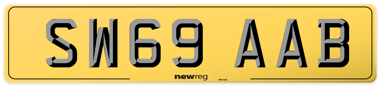 SW69 AAB Rear Number Plate