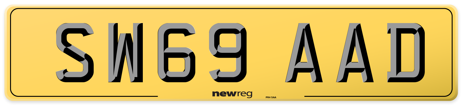 SW69 AAD Rear Number Plate