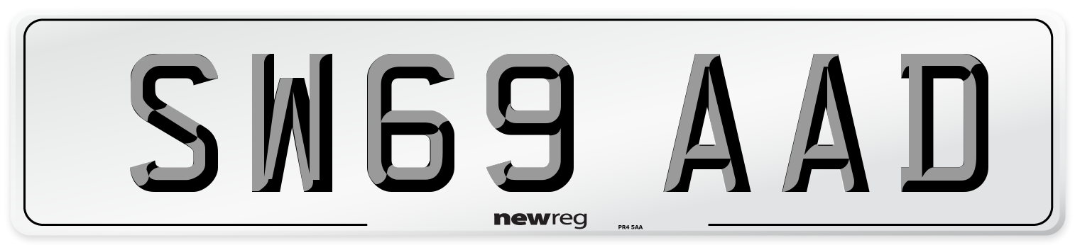 SW69 AAD Front Number Plate