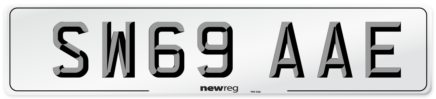 SW69 AAE Front Number Plate
