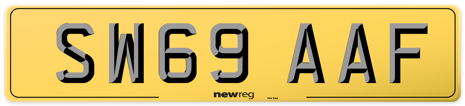 SW69 AAF Rear Number Plate
