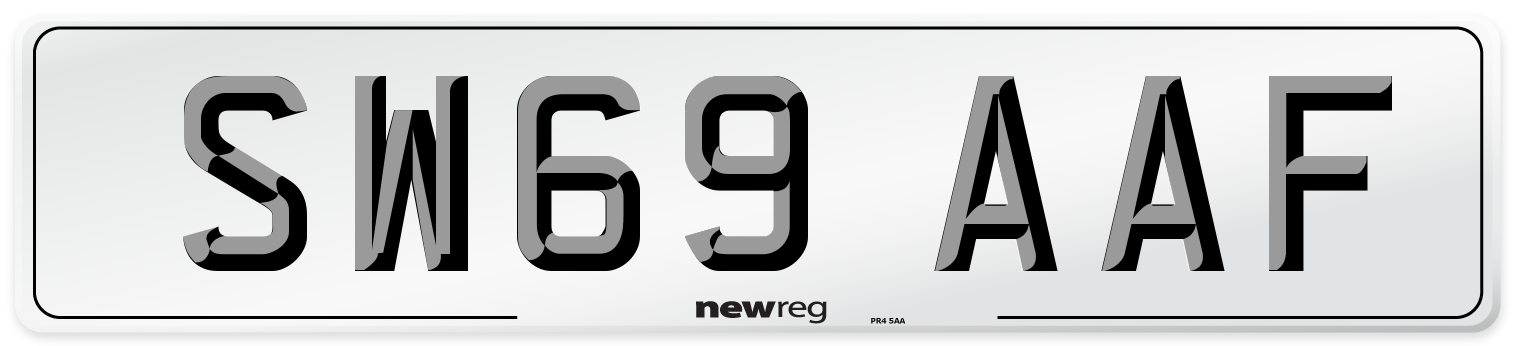 SW69 AAF Front Number Plate