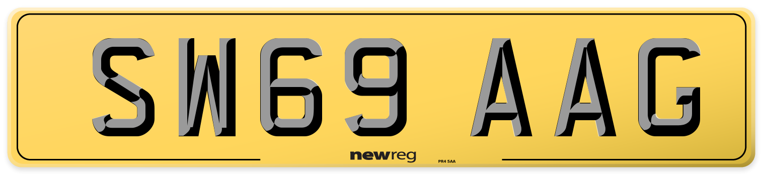 SW69 AAG Rear Number Plate