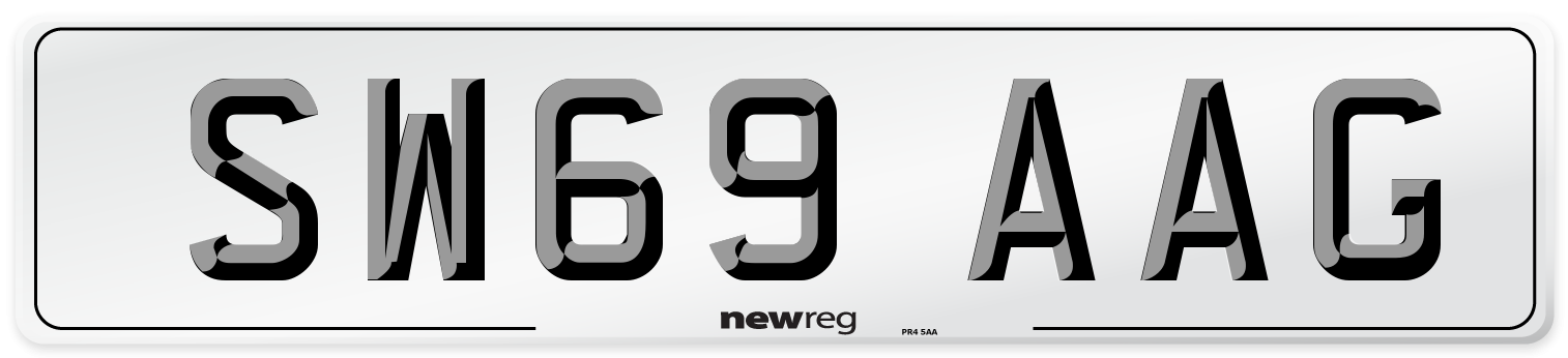 SW69 AAG Front Number Plate