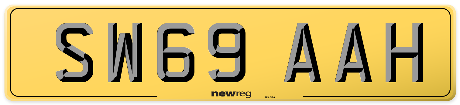 SW69 AAH Rear Number Plate