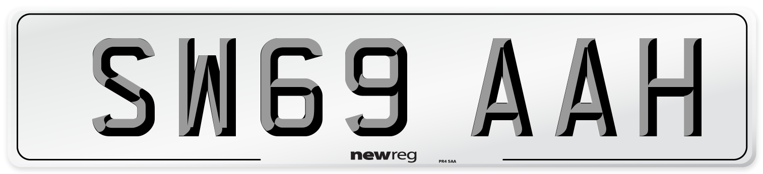 SW69 AAH Front Number Plate