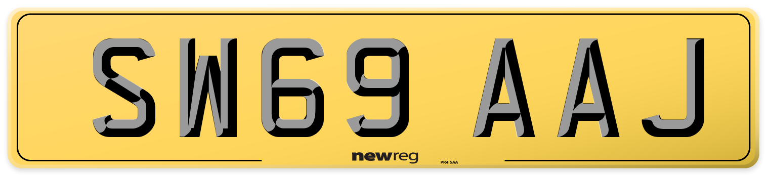 SW69 AAJ Rear Number Plate