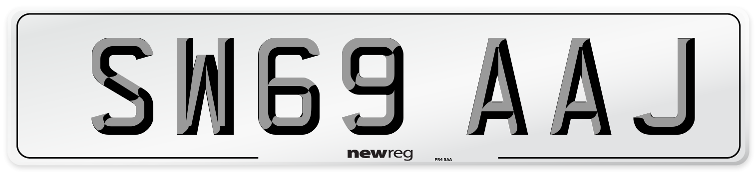 SW69 AAJ Front Number Plate