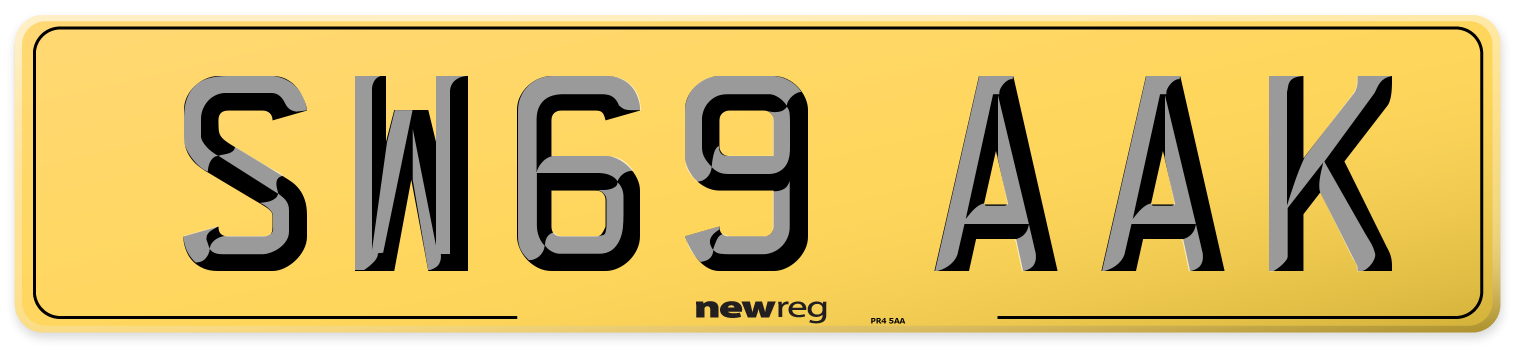 SW69 AAK Rear Number Plate