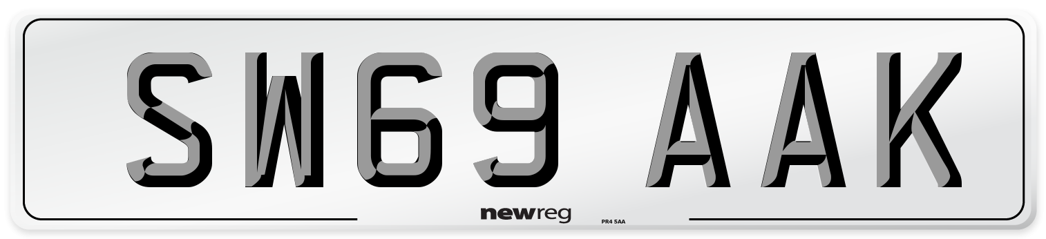 SW69 AAK Front Number Plate