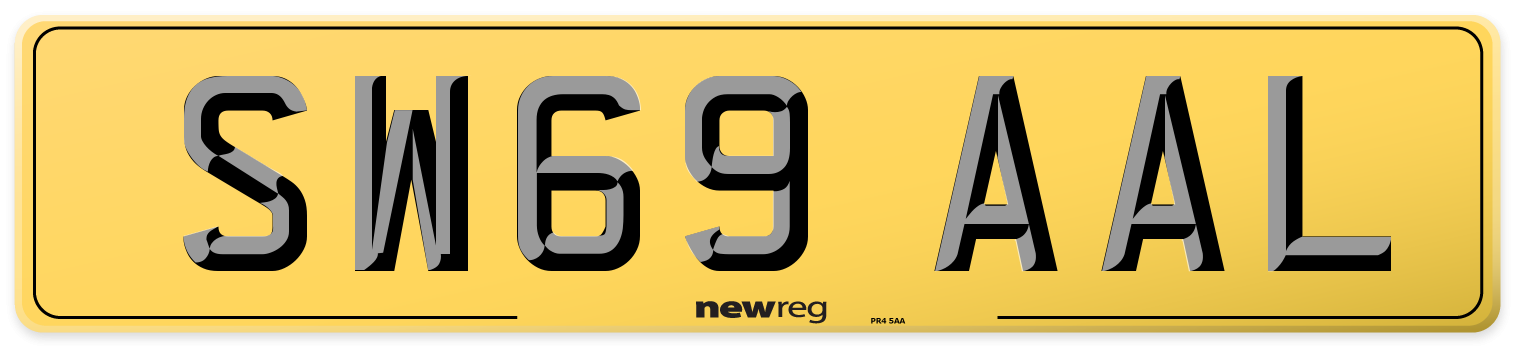 SW69 AAL Rear Number Plate