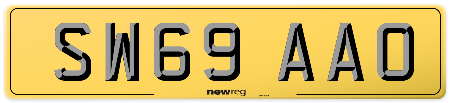SW69 AAO Rear Number Plate