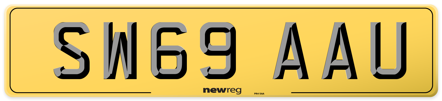SW69 AAU Rear Number Plate