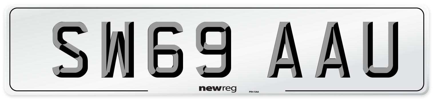 SW69 AAU Front Number Plate
