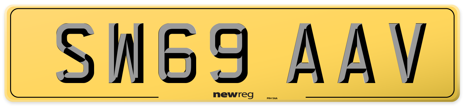 SW69 AAV Rear Number Plate