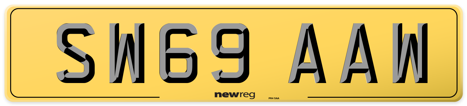 SW69 AAW Rear Number Plate