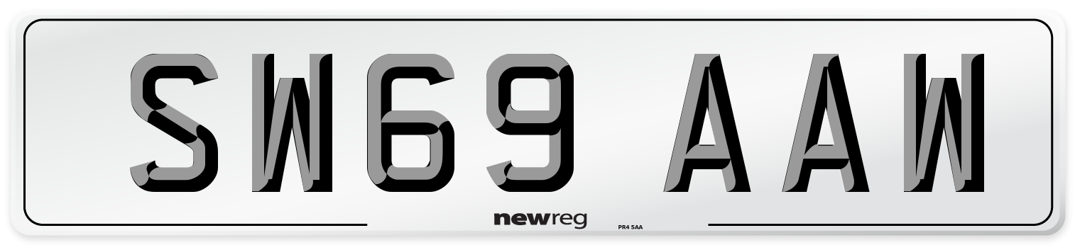 SW69 AAW Front Number Plate