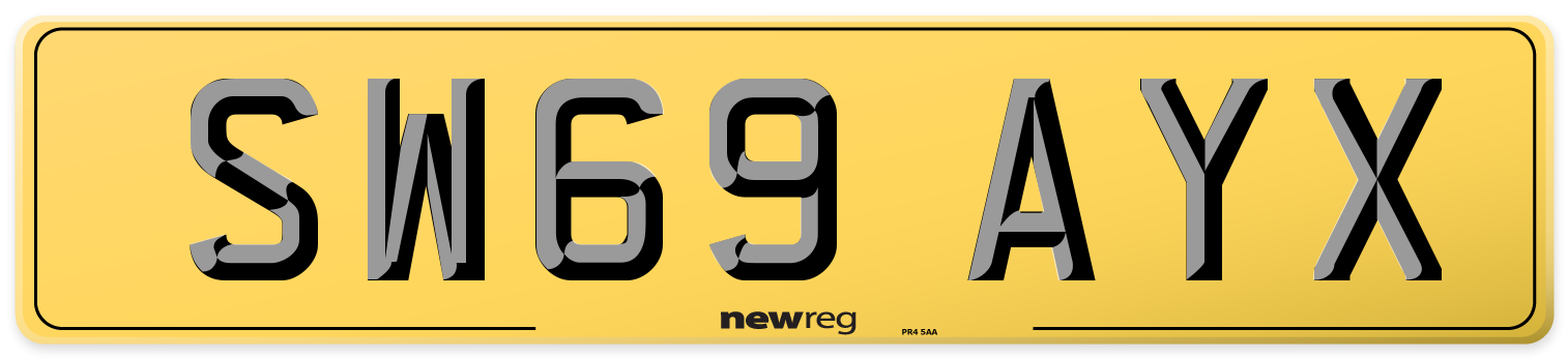 SW69 AYX Rear Number Plate