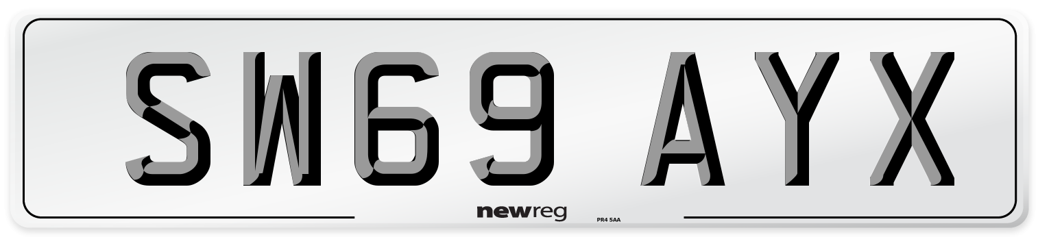 SW69 AYX Front Number Plate