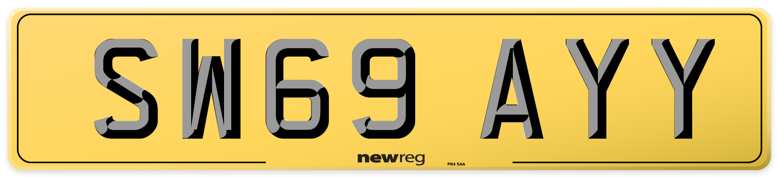 SW69 AYY Rear Number Plate