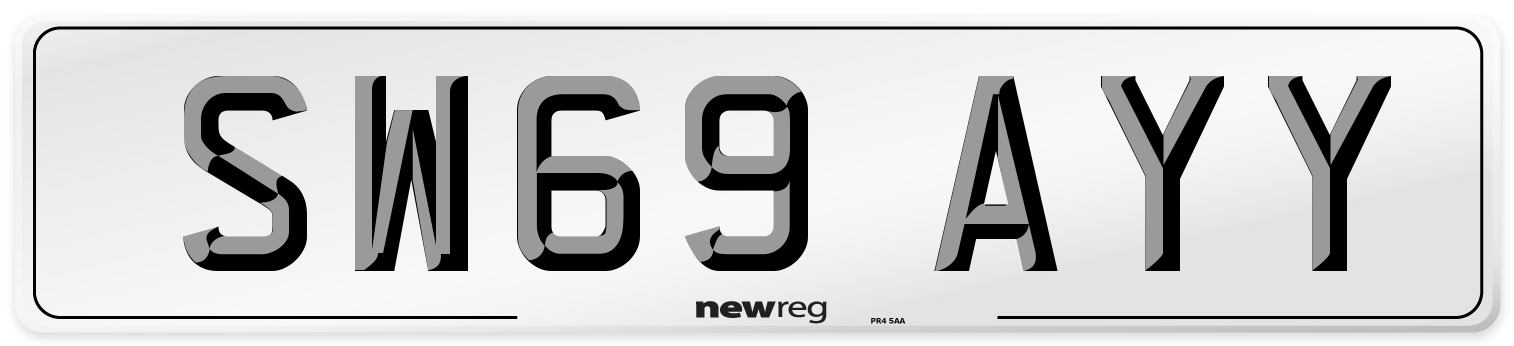 SW69 AYY Front Number Plate