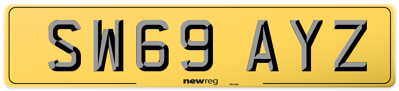 SW69 AYZ Rear Number Plate