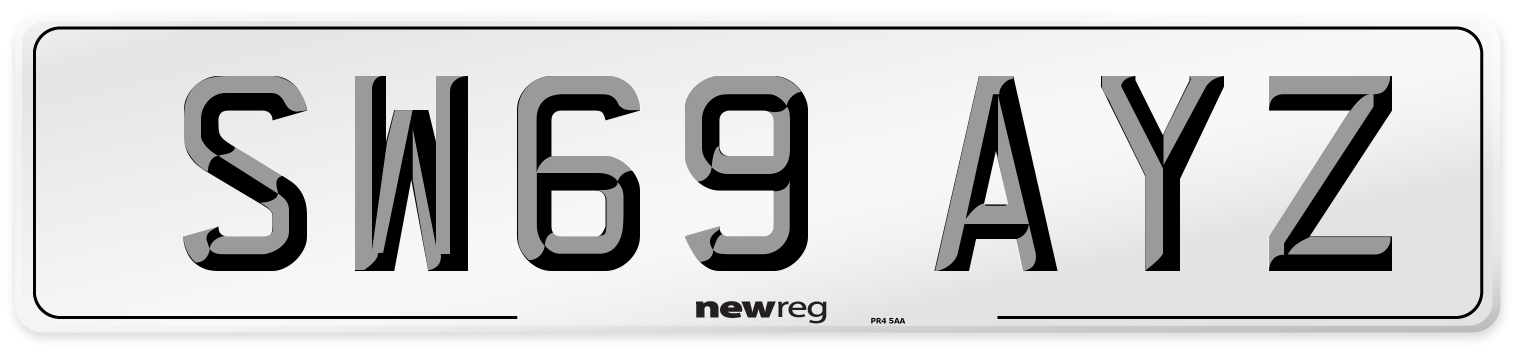 SW69 AYZ Front Number Plate