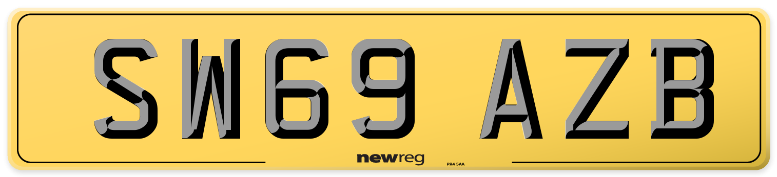 SW69 AZB Rear Number Plate
