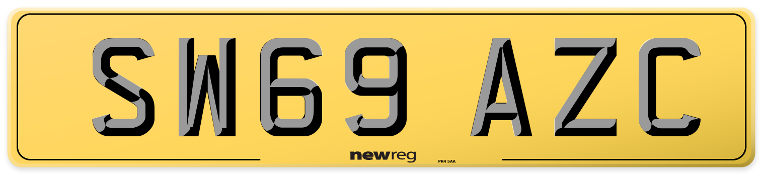 SW69 AZC Rear Number Plate
