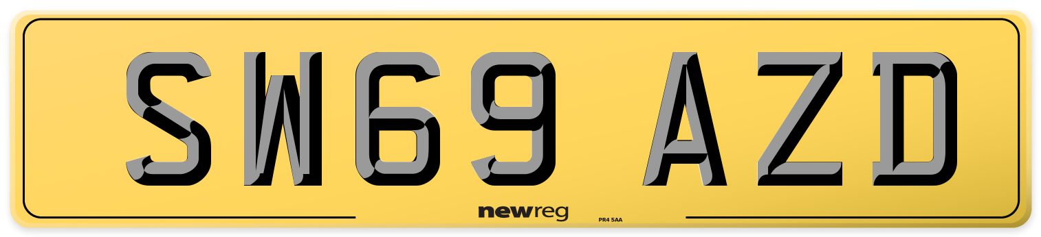 SW69 AZD Rear Number Plate