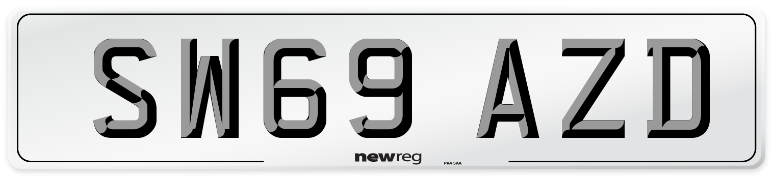 SW69 AZD Front Number Plate