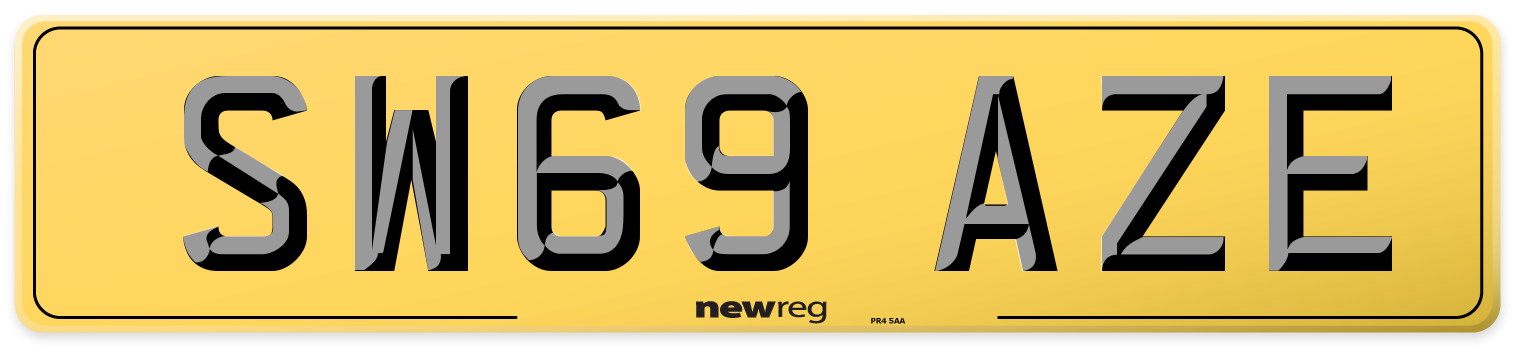 SW69 AZE Rear Number Plate