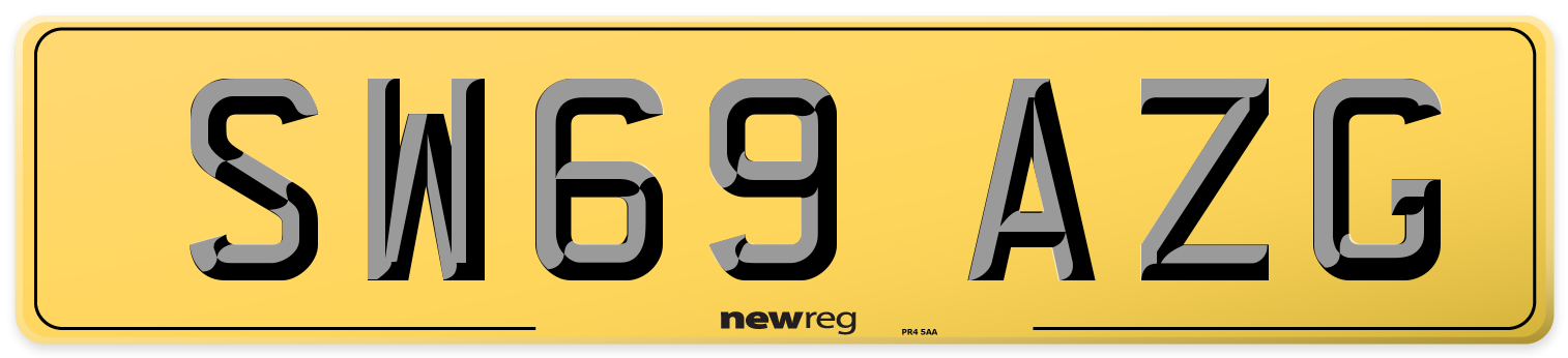 SW69 AZG Rear Number Plate