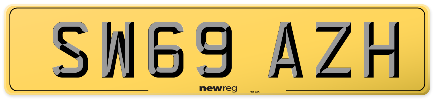 SW69 AZH Rear Number Plate