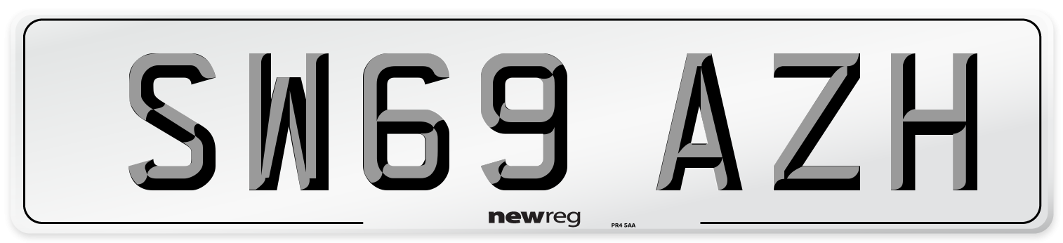 SW69 AZH Front Number Plate