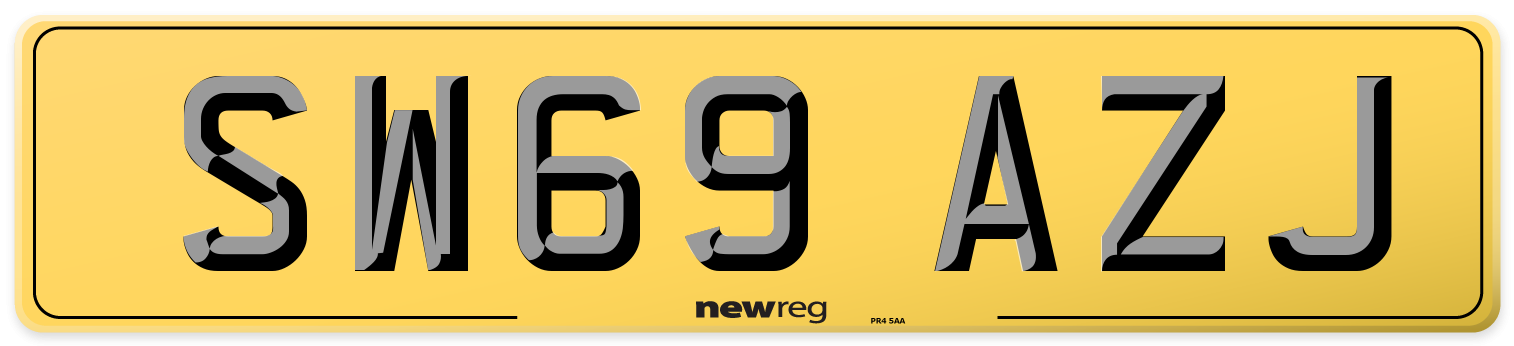 SW69 AZJ Rear Number Plate