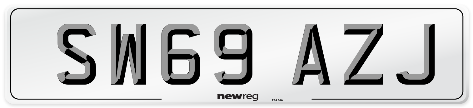 SW69 AZJ Front Number Plate